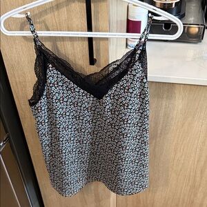 Suzy Shier Black and Blue Floral Cami